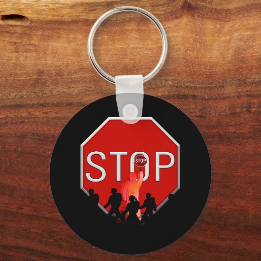 Kruiswacht met Kinder en stopteken Sleutelhanger (Voorkant)