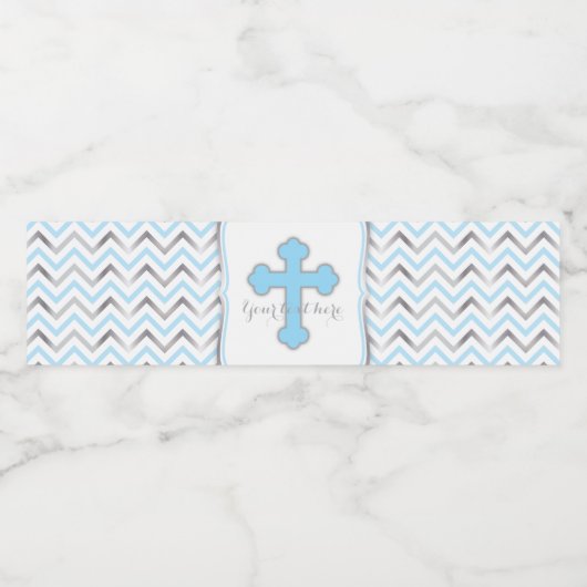 Kruiswaterfles Etiketten-Blauw & Zilver Waterfles Etiket (Enkel label)