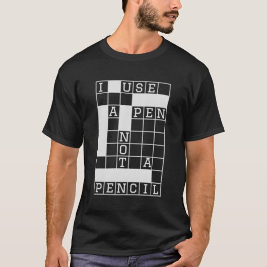 Kruiswoord Ik gebruik een pen T-shirt (Voorkant)
