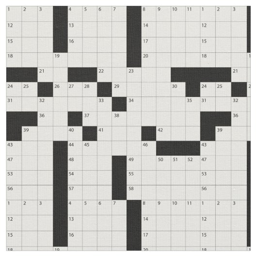 Kruiswoord Puzzle Fabric Print Stof (Close Up)