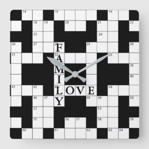Kruiswoord Puzzle Family Love Vierkante Klok