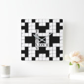 Kruiswoord Puzzle Family Love Vierkante Klok (Huis)