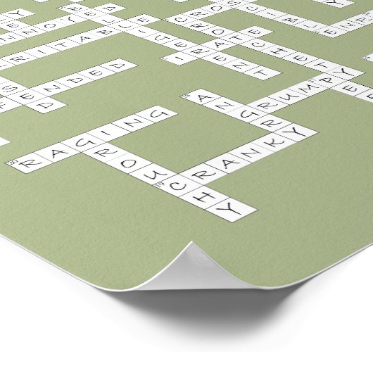 Kruiswoorden Puzzle Grumpy Humor Olive Poster (Hoek)