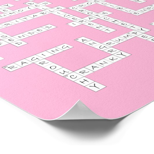 Kruiswoorden Puzzle Grumpy Humor Roze Poster (Hoek)
