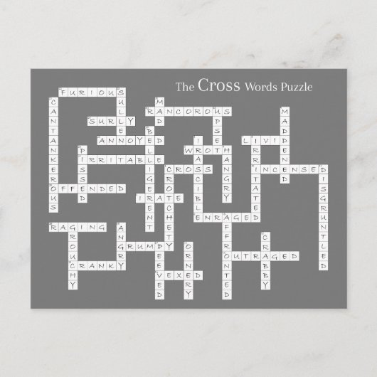 Kruiswoorden Puzzle Semantics Humor Grey Briefkaart (Voorkant)