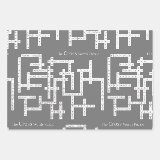 Kruiswoorden Puzzle Semantics Humor Grey Inpakpapier Vel (Voorkant 2)