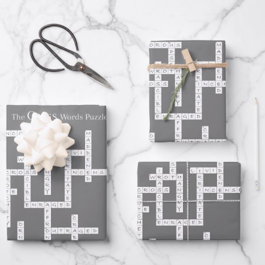 Kruiswoorden Puzzle Semantics Humor Grey Inpakpapier Vel (Voorkant)