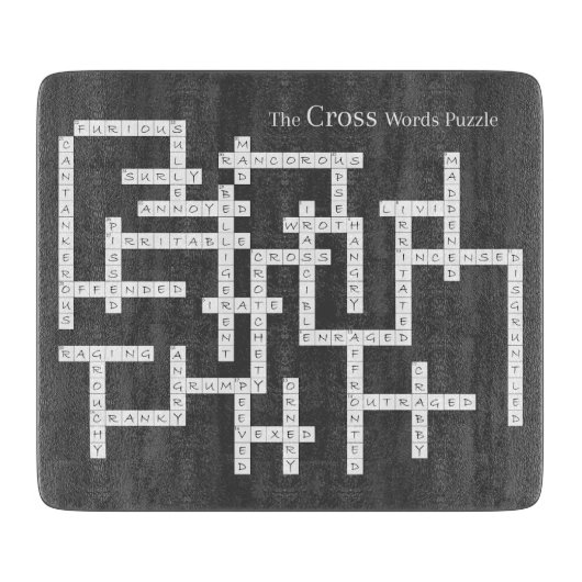Kruiswoorden Puzzle Semantics Humor Grey Snijplank (Voorkant)
