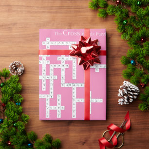Kruiswoorden Puzzle Semantics Humor Pink Cadeaupapier