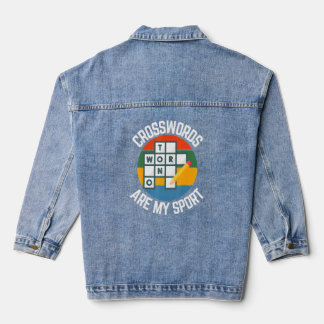 Kruiswoorden zijn mijn sport, puzzelvans denim jacket