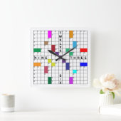 Kruiswoordklok met downloadbare puzzel (kleur) vierkante klok (Huis)