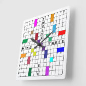 Kruiswoordklok met downloadbare puzzel (kleur) vierkante klok (Hoek)