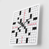 Kruiswoordklok met downloadbare puzzel (zwart) vierkante klok (Hoek)