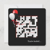 Kruiswoordpuzzel en ballonnen Verjaardagsfeest Kaart (Voorkant)