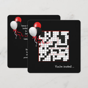 Kruiswoordpuzzel en ballonnen Verjaardagsfeest Kaart