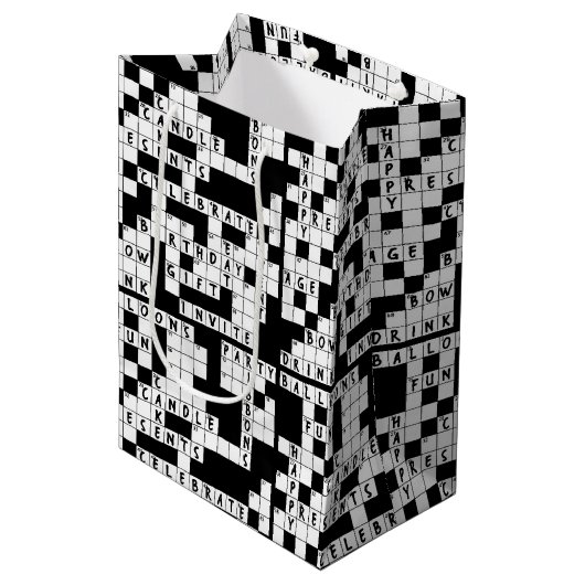 Kruiswoordpuzzel verjaardag medium cadeauzakje (Voorkant Gekanteld)