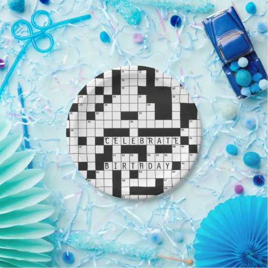 kruiswoordpuzzel voor verjaardagsviering papieren bordje (Feest)