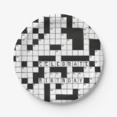 kruiswoordpuzzel voor verjaardagsviering papieren bordje (Voorkant)