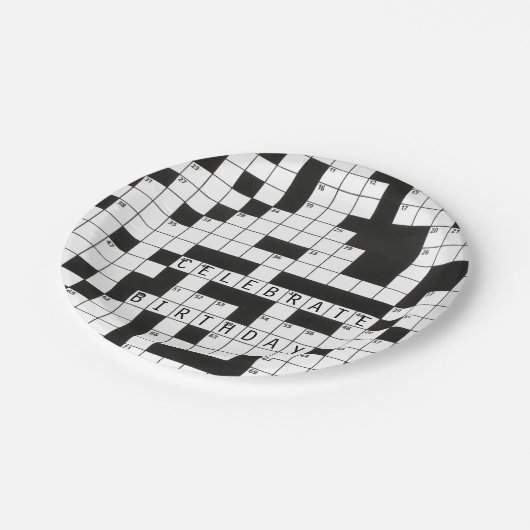 kruiswoordpuzzel voor verjaardagsviering papieren bordje (Gekanteld)