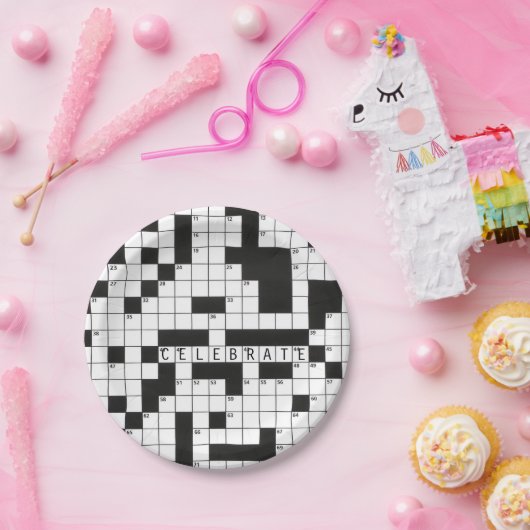 kruiswoordpuzzel voor viering papieren bordje (Feest)