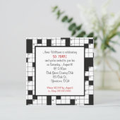 kruiswoordraadsel-verjaardagsfeestje uitnodigen kaart (Staand voorkant)