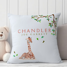 Kruitbabyjongetje giraffe pastelboomkwekerij kussen