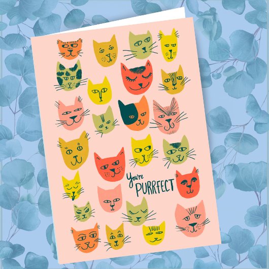 Kruitkleurig kattenkoppatroon BESTE VRIENDEN Kaart