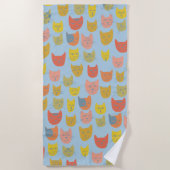 Kruitkleurige katten blauw strandlaken (Voorkant)