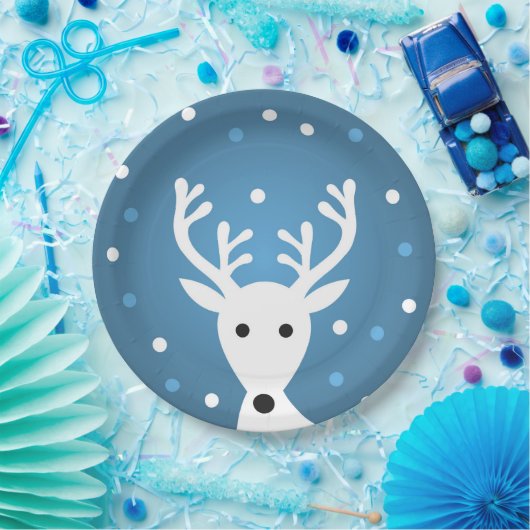 Kruitrendierblauw Kerstfeest Papieren Bordje (Feest)