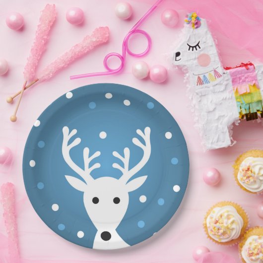 Kruitrendierblauw Kerstfeest Papieren Bordje (Feest)