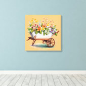Kruiwagen Met Bloemen Canvas Afdruk (Insitu (Houten vloer))