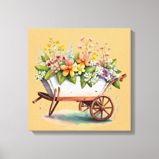 Kruiwagen Met Bloemen Canvas Afdruk (Voorkant)