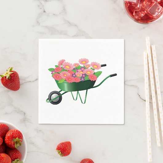 kruiwagen vol bloemen papieren servetten