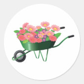 kruiwagen vol met bloemen Stickers (Voorkant)