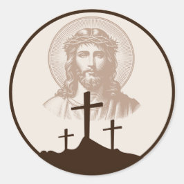 Kruizen van Jezus Calvarie christelijk geloof reli Ronde Sticker
