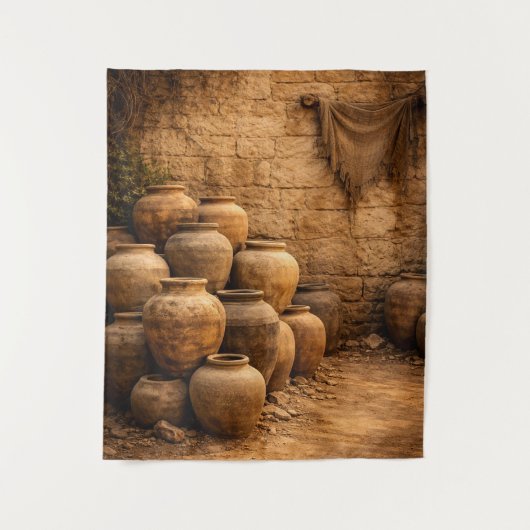 Krukken van klei foto achtergrond wandkleed (Voorkant)