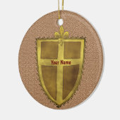 Krul Fleur De Lis Schild achternaam Keramisch Ornament (Links)