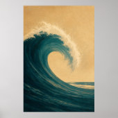 Krul van het zee-waterverf kustkunstposter poster (Voorkant)