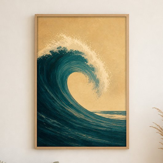 Krul van het zee-waterverf kustkunstposter poster