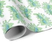 Krulblad in groen en aqua cadeaupapier (Rol Hoek)