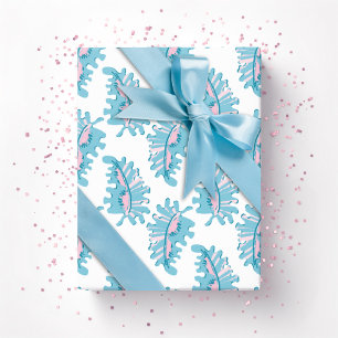 Krulblad in Roze en Aqua Cadeaupapier