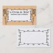 krulforken voor decoratieve kokok catering visitekaartje (Voorkant / Achterkant)