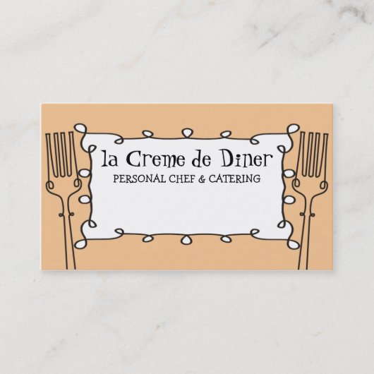 krulforken voor decoratieve kokok catering visitekaartje (Voorkant)