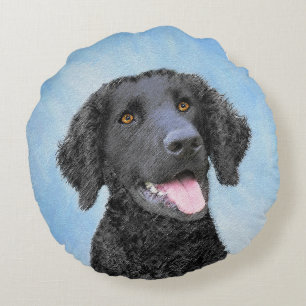Krulhaar retriever schilderij - originele honden k rond kussen