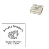 Krulhaarig Schaap Ram Gebogen Adres Rubberstempel (Gestempeld)