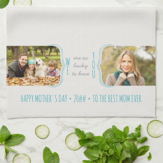 Krullen 2 Foto bewerkbaar Moederdag Theedoek (Gevouwen)