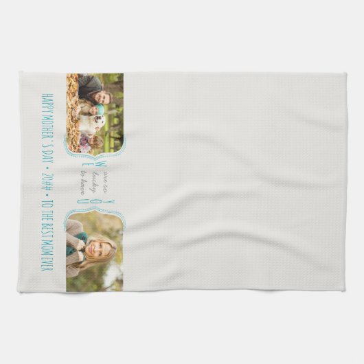 Krullen 2 Foto bewerkbaar Moederdag Theedoek (Horizontaal)