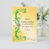 Krullen en Vlinders RSVP Kaartje (Staand voorkant)