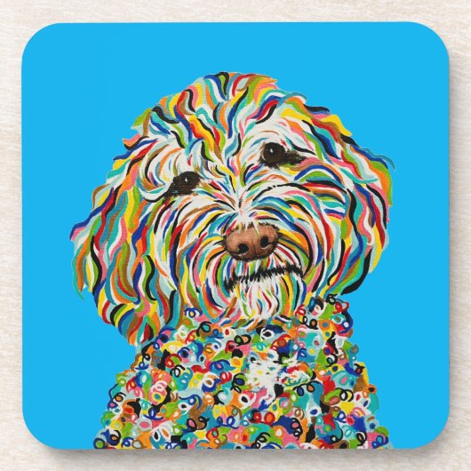 KRULLEN LABRADOODLE COASTER BIER ONDERZETTER (Voorkant)