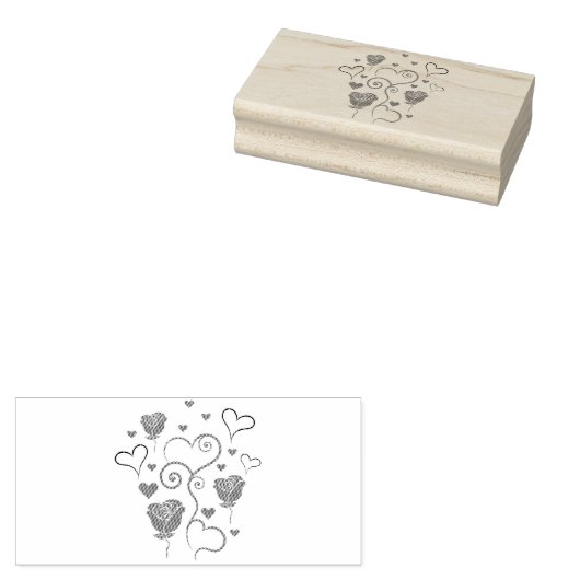 Krullen van Harten en Rozen Rubberstempel (Gestempeld)